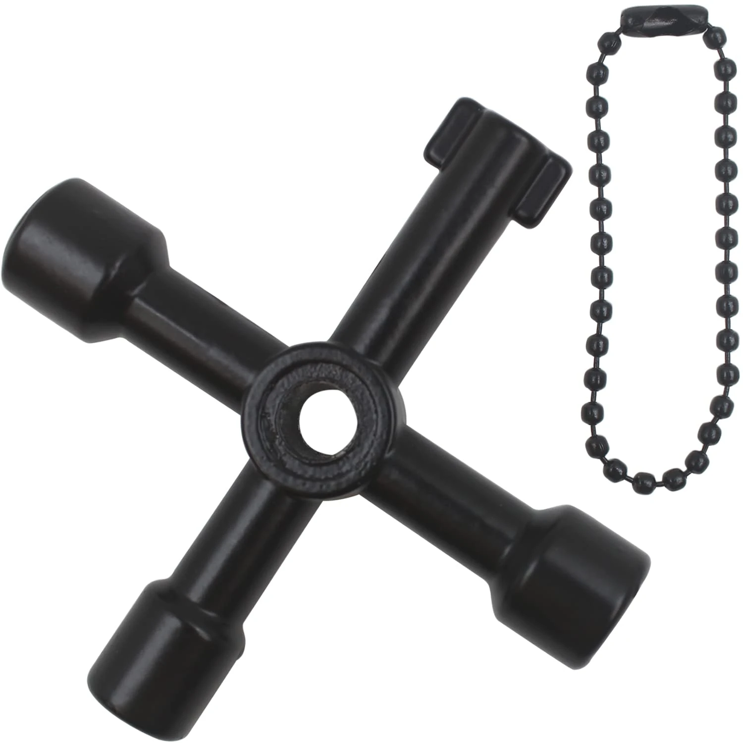 LRMYS 4-Way Multi Function Utilities Keychain, Radiator Bleed Key for Electric Water Gas Meter Box Cupboard Cabinet Opening Key, Black 1 Pack