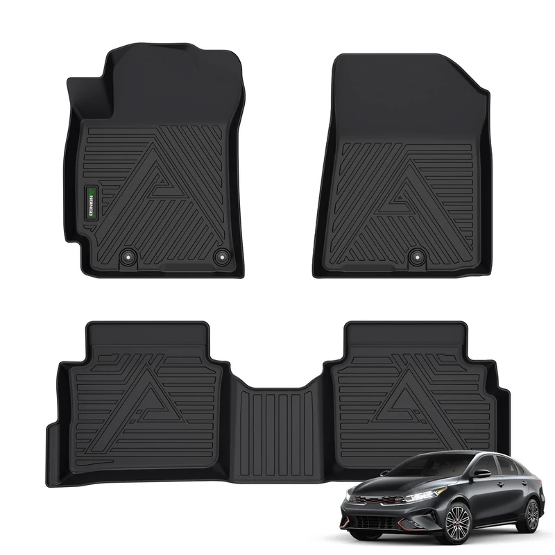 ANBINGO Floor Mats Custom for 2019-2023 Kia Forte Waterproof Car Mats All Weather Guard Heavy Duty Automotive Floor Liners 1st& 2nd Row Full Set Accessories Black