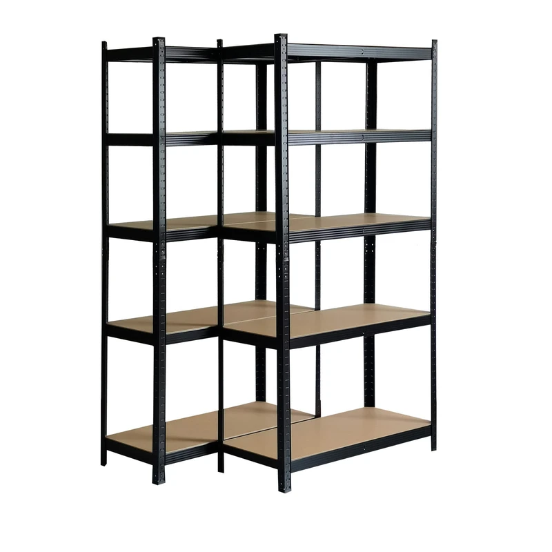 Catter House Pack of 2 Metal Shelves in Kit Hans Plus 90 x 40 x 180 cm with Black Steel Frame with 5 Adjustable Shelves Holds up to 875 kg for Home and Professional Use