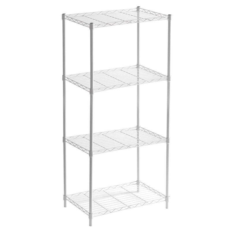 Catter House Klaus Metal Shelf with Grid 120 – 56 x 35 x 120 cm, White with 4 Shelves, Holds up to 140 kg 35 kg per Shelf, Chrome Finish and Easy to Assemble