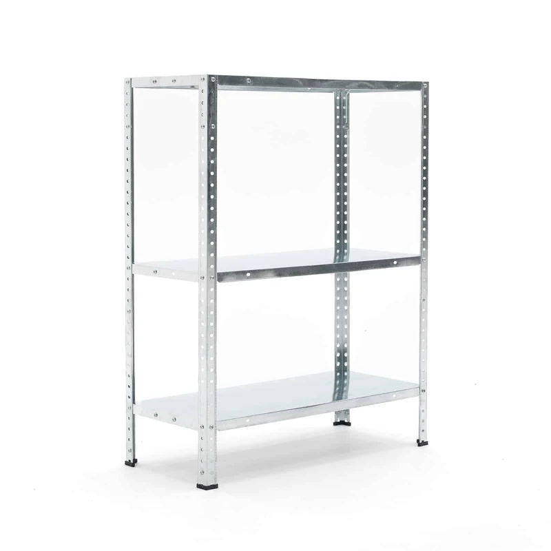 Catter House Nils Solid 90 Galvanised Metal Shelving Unit – 70 x 30 x 90 cm with 3 Galvanised Steel Shelves, Holds up to 150 kg, Grey Colour, Easy to Assemble - Image 1