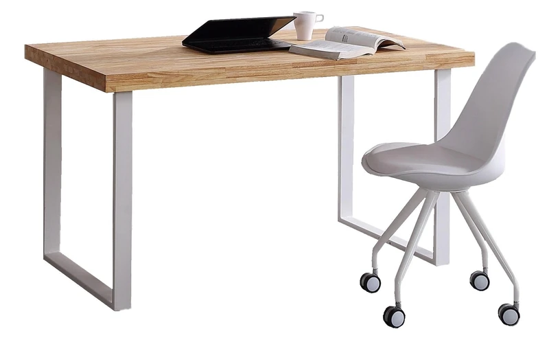 Skraut Home Work Dining Table, Wood and metal, Oak and White, 120 x 60 x 73 cm - Image 1