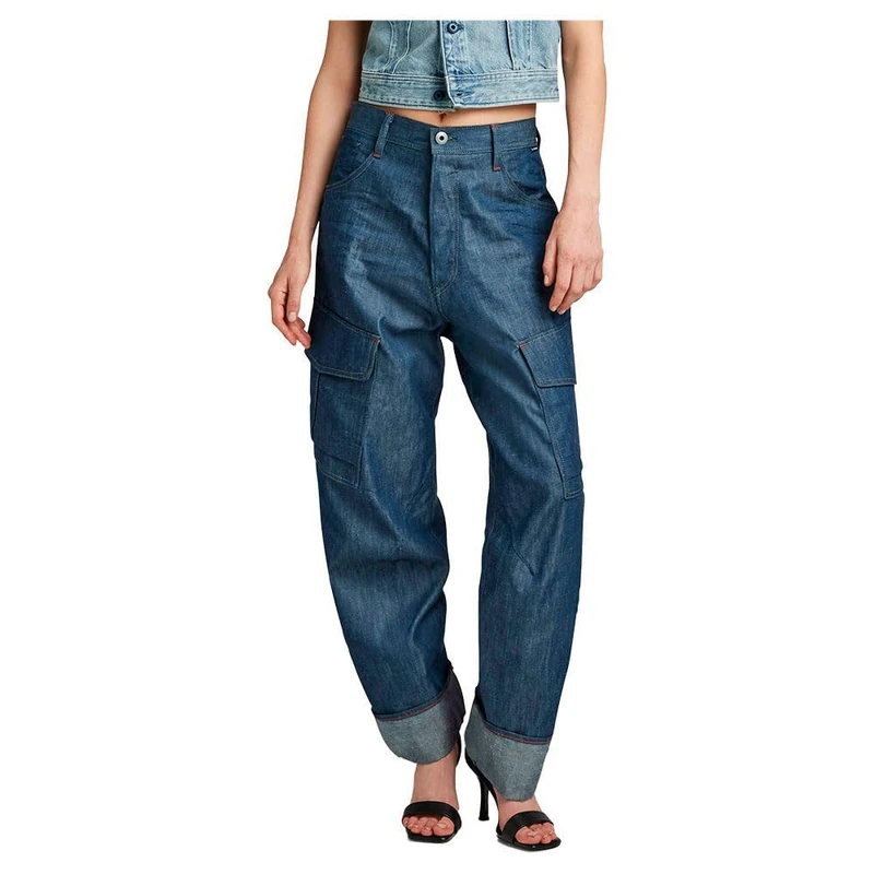 G-Star Women's Cargo 3D Boyfriend Pants, Blue (raw denim D23222-D303-001), 24W / 28L