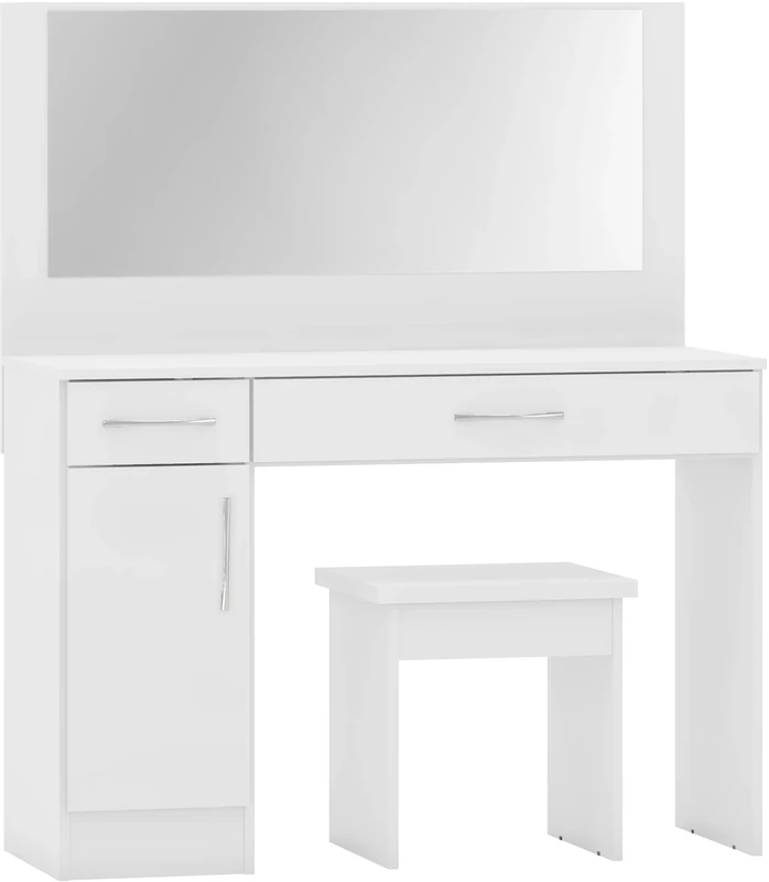 Seconique Nevada Vanity/Dressing Table Set in White Gloss