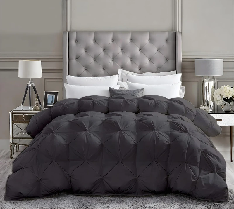 Saferay Green Pintuck Luxury Comforter Oversized King 132x120 Dark Gray