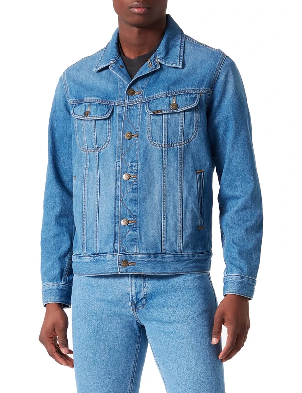 Lee Men's Rider Denim Jacket, Blue Bird MID Worn, S
