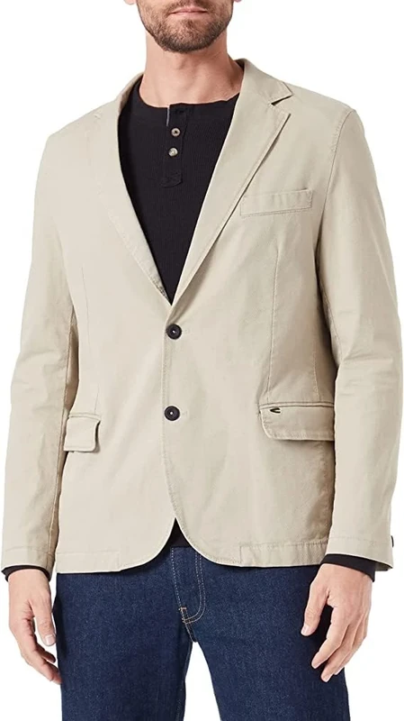 camel active Men's Jacket with Light Waffle Structure, Beige, 40