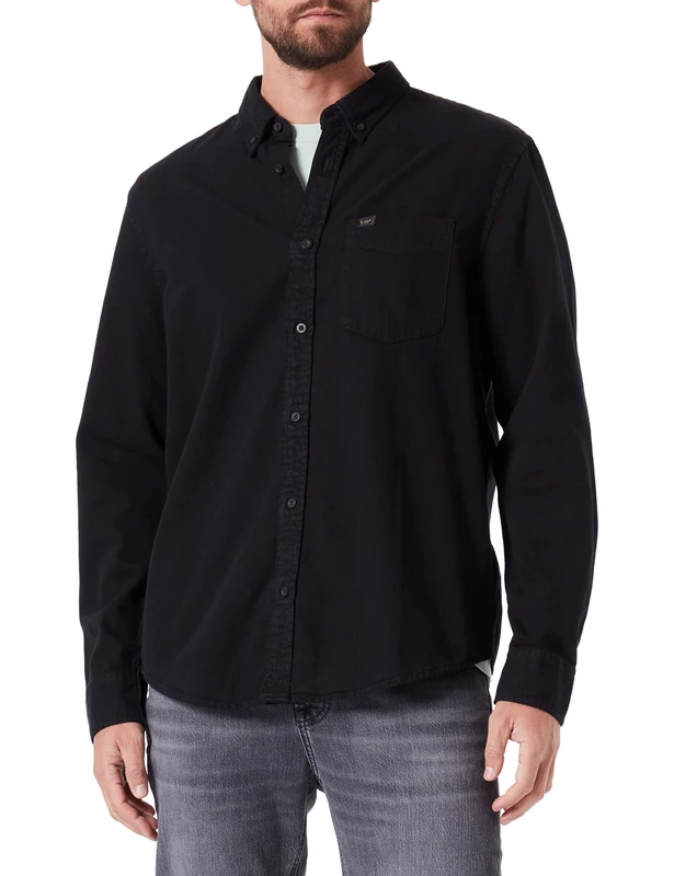 Lee Men's Button Down Shirt, Black, M