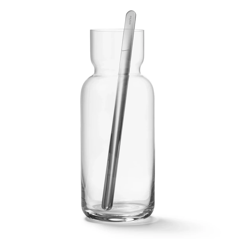 Aarke Nesting Carafe Crystal Glass Carafe (1.1 Litre) + Stainless Steel Bar Spoon - Image 1