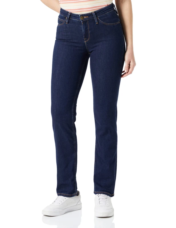 Lee Women's Marion Straight Jeans, Solid Blue, 33W x 31L