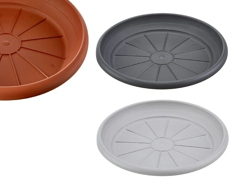 B2C Round Plastic Plant Pot Saucers/Water Trays Heavy Duty Sturdy Durable Various sizes and colours (13cm, White)