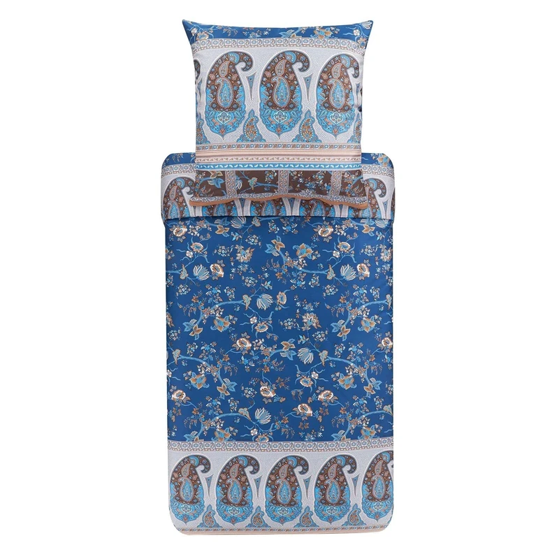 Bassetti Genova B1 9325195 Bed Linen Set Cotton Mako Satin in Blue 2-Piece with Zip Closure 240 x 220 cm / 80 x 80 cm