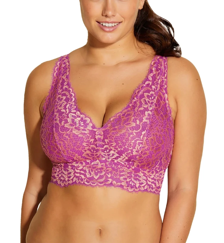 Cosabella Women's PRET Curvy Longline Bralette Bra, Opaque, Cape Fuchsia/Rampur Sunset, XXS