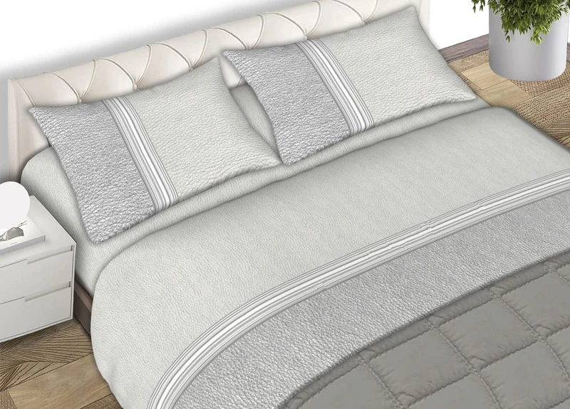 BIANCHERIAWEB Set of 100% cotton flannelled bed sheets and pillowcases made in Italy floral pattern Python skin design mod. C.N for double bed