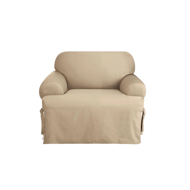 Surefit Duck 1 Piece T Cushion Chair Slipcover in Tan