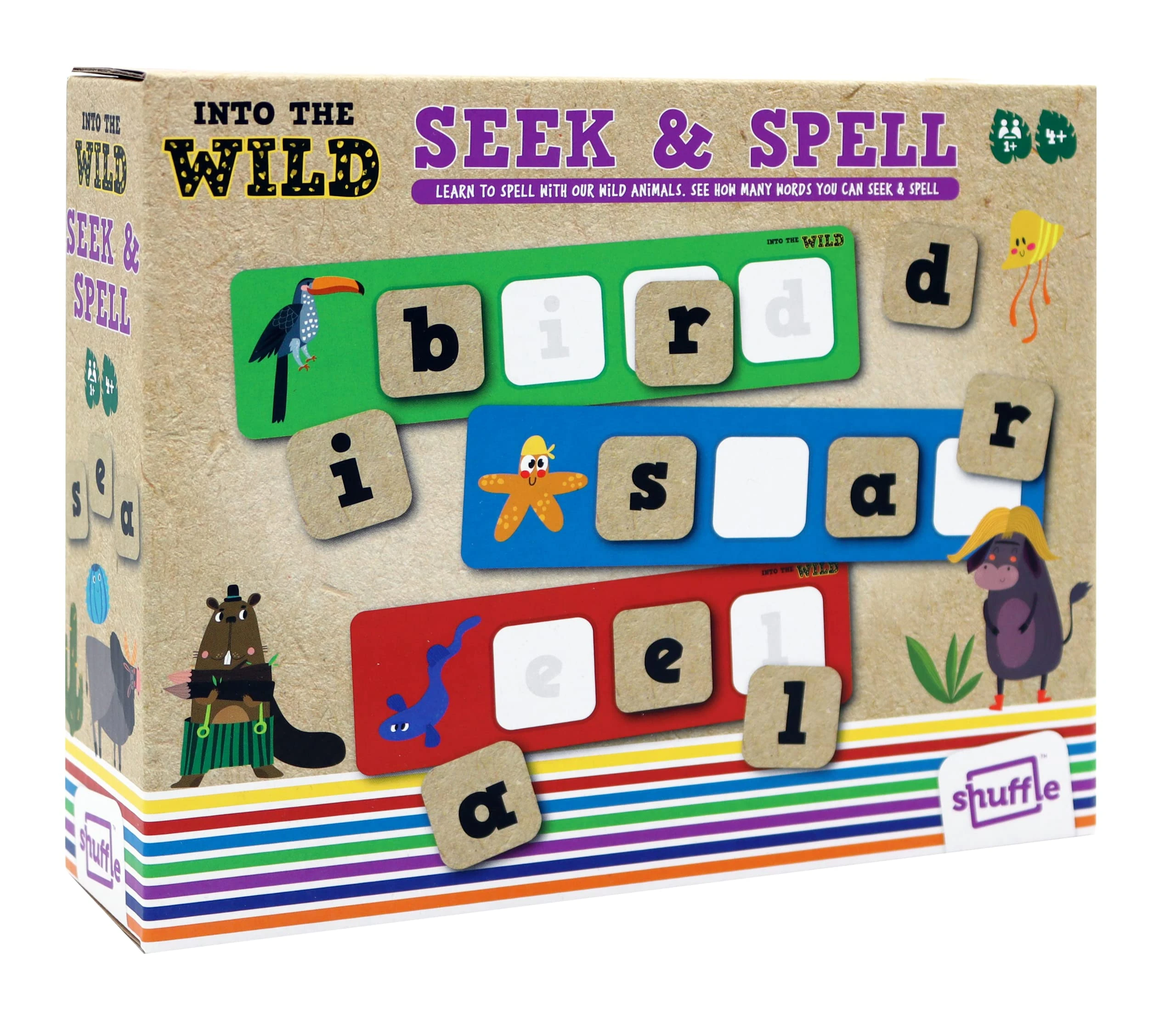 Shuffle Into The Wild Seek & Spell, Learn To Spell With Our Wild Animals, Suitable For Ages 4+