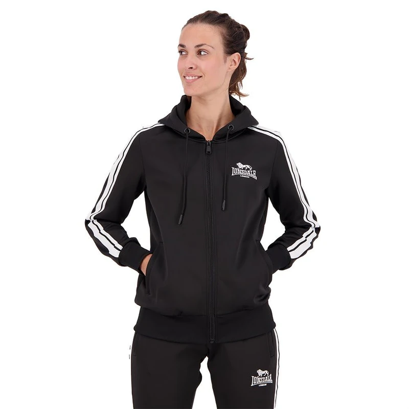 Lonsdale Women's Bromley Tracksuit Set, Black/White, M
