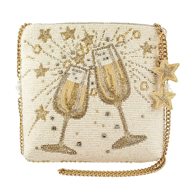 MARY FRANCES Women Toast of The Town Crossbody Handbag, Ivory