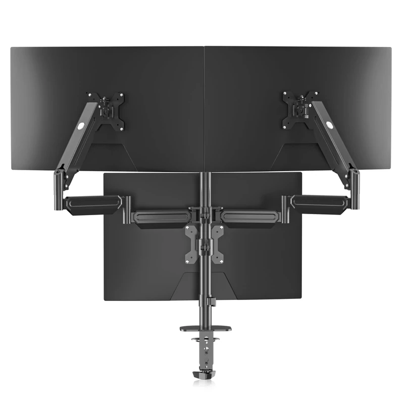 Triple Monitor Mount Stand for 3 Monitors, Adjustable Gas Spring Monitor Arm Desk Mount with Tilt Swivel Rotation for Three 17-27 inch Screens up to 6kg Each, 2 Install Options (MD8003)