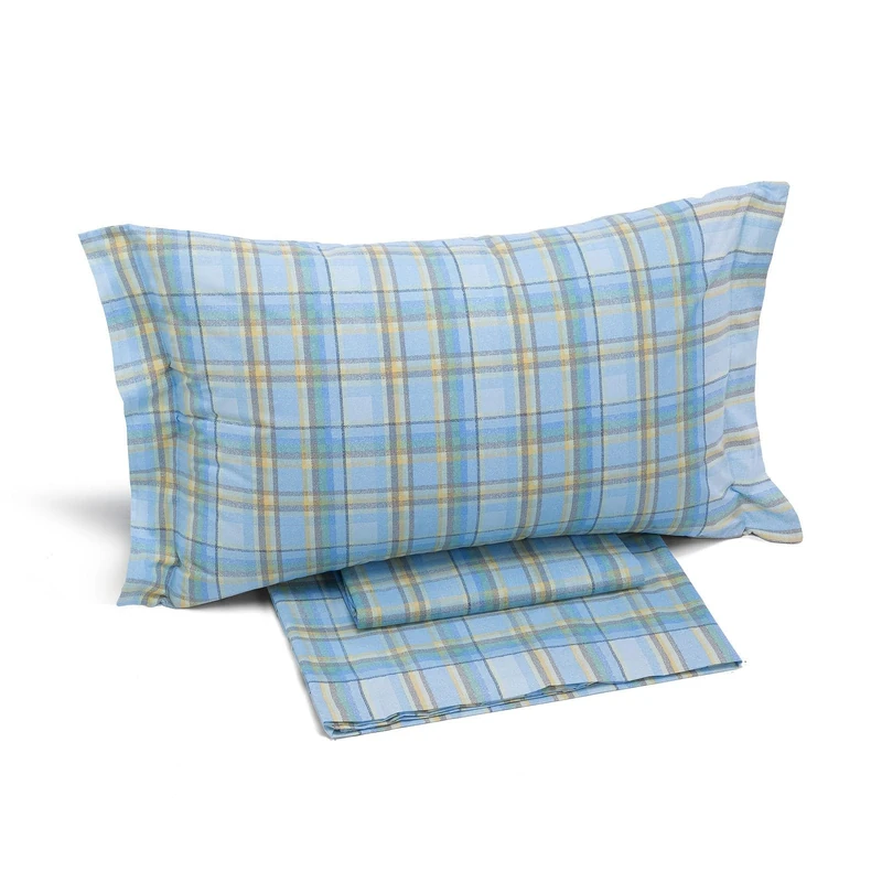 Caleffi - Oxford Bed Sheet Set, Not Specified, Double Size Light Blue - Image 1