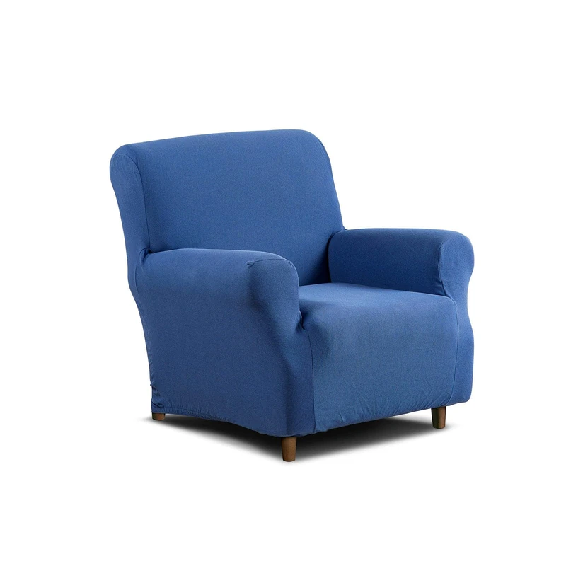 Caleffi - Stretch Cotton Sofa Cover, 1 Seater Armchair Cover with Armrests for Armchairs with High Backrest up to 110 cm, Sofa Cover Fitted to the Shape of Sofas, Removable and Washable at 40° - Image 1