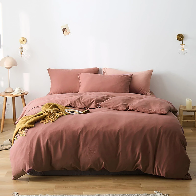 Cottonight Brick Red Comforter Set California King Marroon Bedding Comforter Set Solid Modern Blackish Red Blanket Quilts Soft Simple 3 Piece Cal King Comforter Set for Women Men