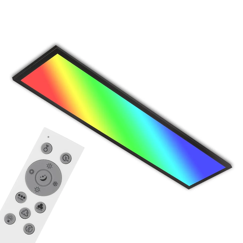 BRILONER Leuchten - LED Ceiling Light RGB, LED Ceiling Light CCT, Ultra Flat, Dimmable, Colour Changing, Remote Control, Warm White, Neutral White, Cool White, 1000 x 250 x 66 mm (L x W x H), Black