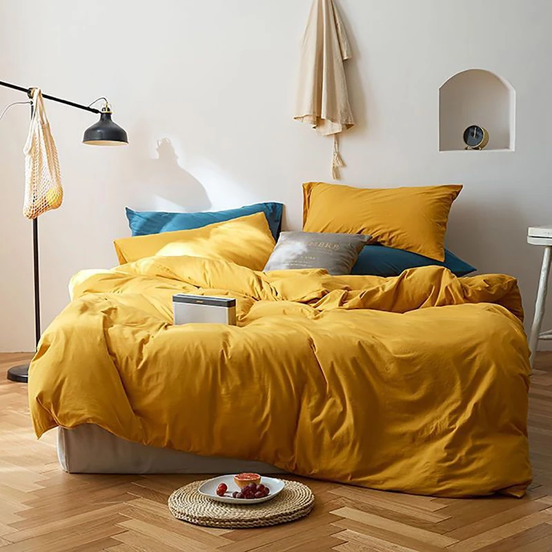Luxlovery Dark Yellow Comforter Set California King Mustard Bedding Comforter Sets Cal King Men Women Solid Color Blanket Quilts Beathable Soft Cozy Puffy Ginger Bedding Set