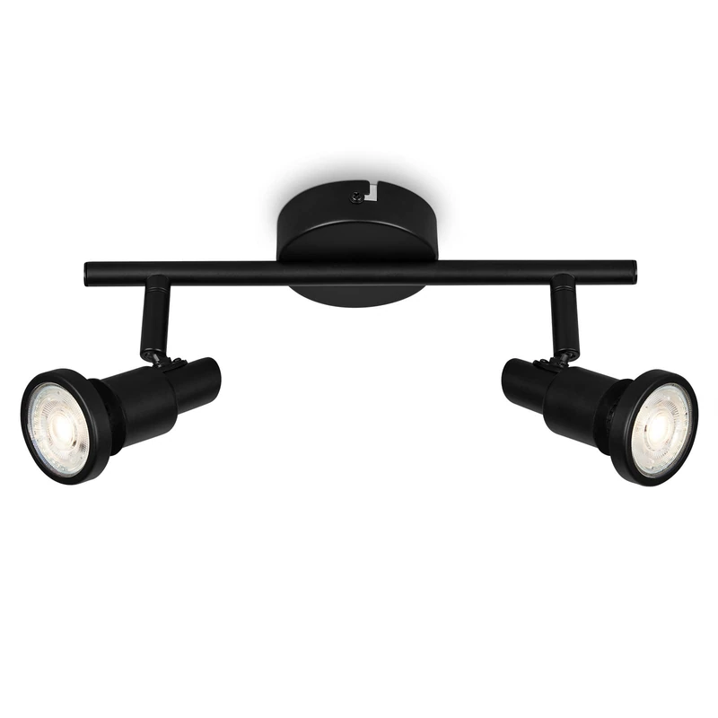 BRILONER Leuchten - LED Bathroom Ceiling Light, Adjustable, LED Bathroom Ceiling Light, IP44, Warm White Light Colour, GU10, Black, 275 x 80 x 123 (L x W x H)