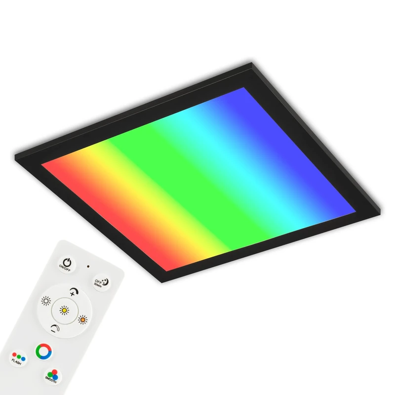 BRILONER Leuchten Ultra Flat Ceiling Light RGB Ceiling Light CCT LED Panel Colour Temperature Adjustable Colour Changing Dimmable Remote Control Black 29.5 x 29.5 cm