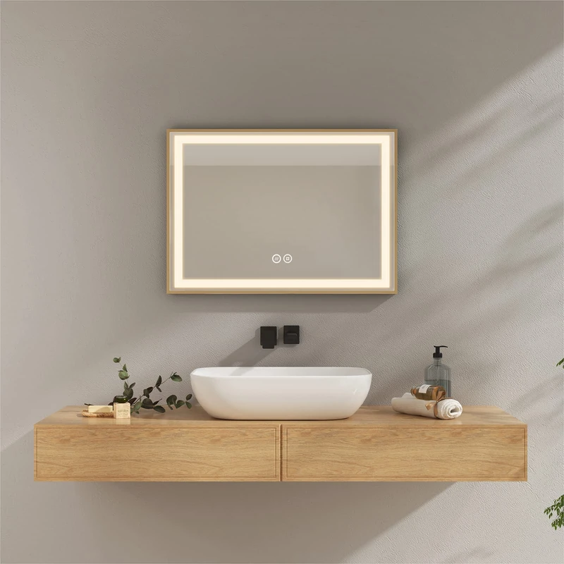 EMKE LED Bathroom Mirror with Light + Touch Switch + Anti-Fog + Natural Light 4300K 70 x 50 cm - Image 1