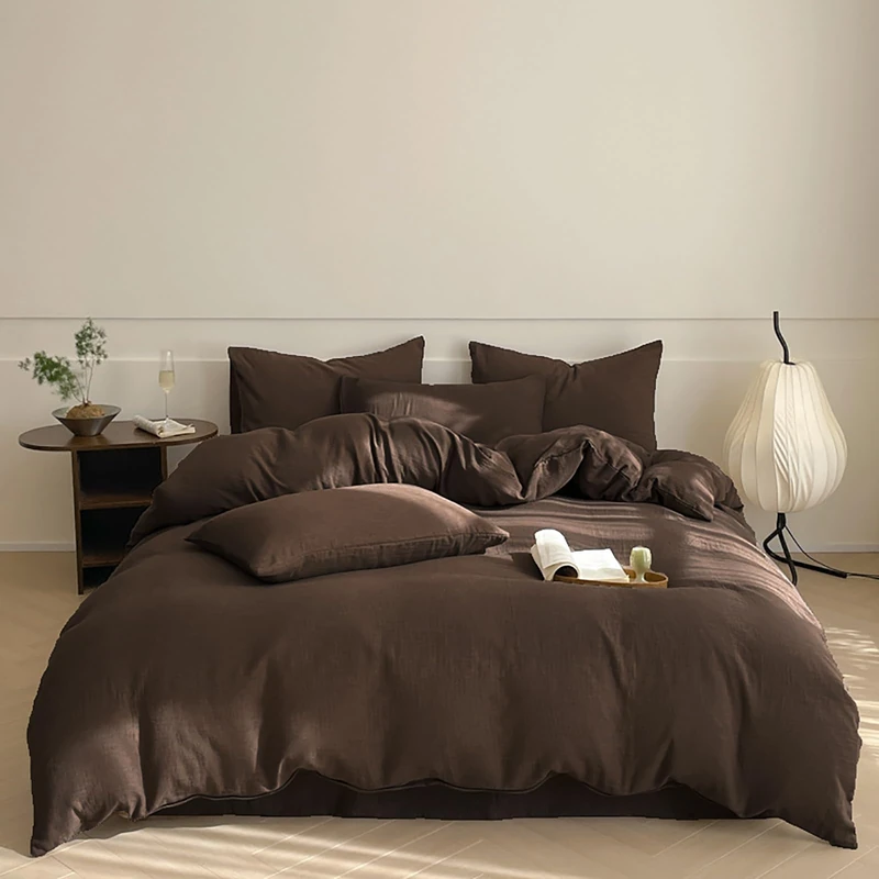 Luxlovery Brown Comforter Set California King Chestnut Coffee Bedding Comforter Set Cal King Chocolate Solid Soft Breathable Mocha Blanket Quilts 3 Piece Bedding Set