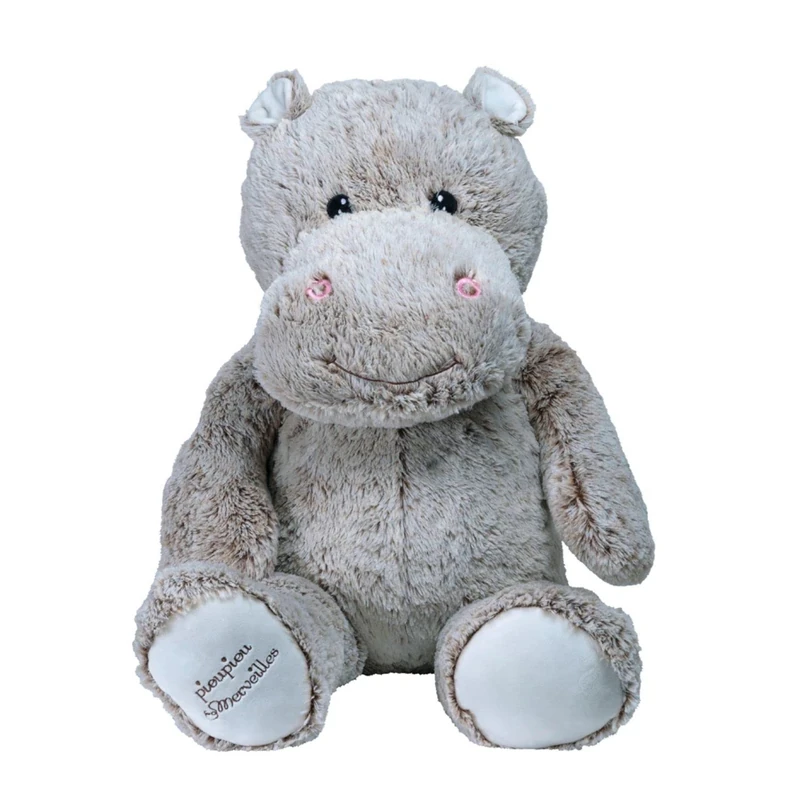 Pioupiou et Merveilles Giant Plush Made in France XXL Léo the Hippo - 100 CM Tall - Super Soft Giant Plush for Children Made in France - 16610