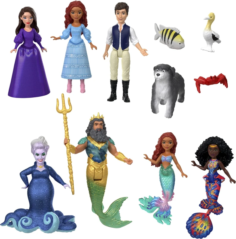 Disney Disney The Little Mermaid Land and Sea Ariel Ultimate Story Set with 7 Small Dolls and 4 Friend Figures, Includes Human and Mermaid Ariel Dolls, HND30