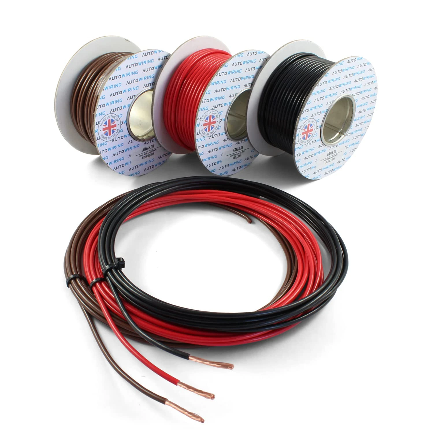 50 AMP Rated 6mm² Single Core Stranded Copper Cable 12v 24v Thin Wall Wire (10M 20M 30M 100M) (Black, 5 Metre Coil)