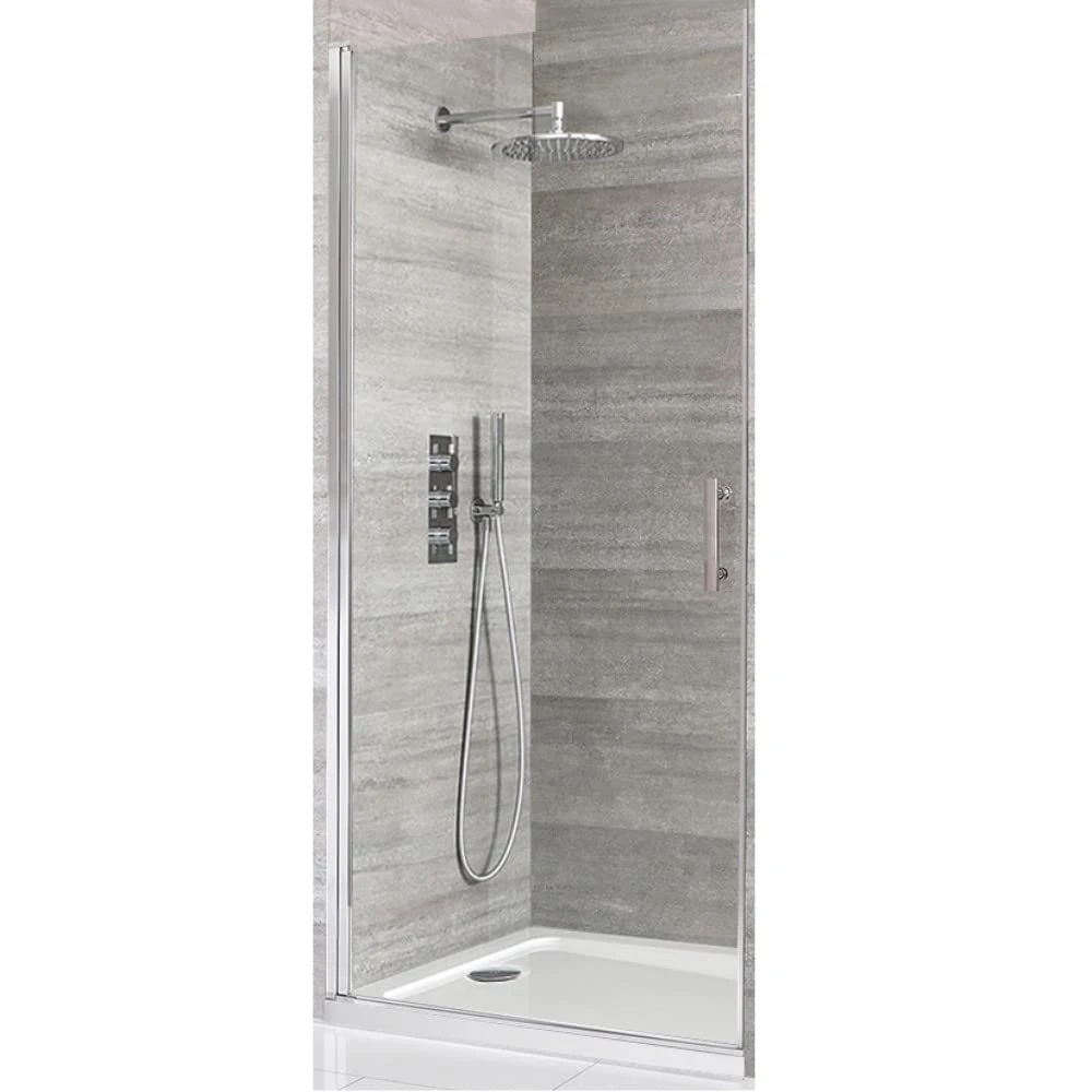 Milano Portland Chrome Hinged Door Shower Enclosure White Tray - 900mm x 800mm
