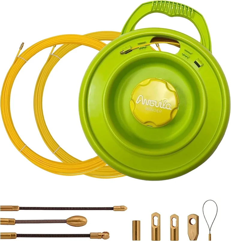 Anguila Max Retractable Tape Winder 2 Cable Retractable Ties Fibreglass + Propropylene Interchangeable Connections 3 mm Diameter 30 m