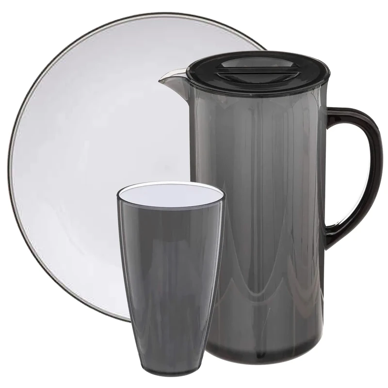 WellHome Grey Polystyrene Dinnerware Set