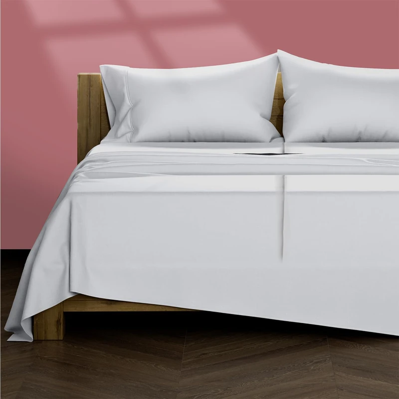 TEXAS LINEN CO. Egyptian Cotton Split King Sheet Set - 600 Thread Count 5 PC Silver Sheets for Adjustable Bed, Extra Long Staple Soft Cooling Sheets, Luxury Hotel Sheets, 16" Deep Pocket Bedsheet