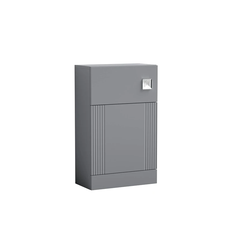 nuie FLT241 Deco Modern Bathroom Floor Standing Part Fluted WC Unit - Cistern and Pan Not Included, 500mm, Satin Grey