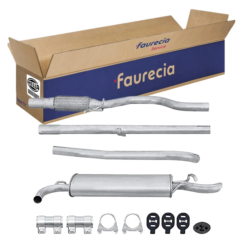 Hella 8LD 366 029-331 Exhaust Silencer - Easy2Fit Kit - Rear - Three Pieces - Set with Attachments