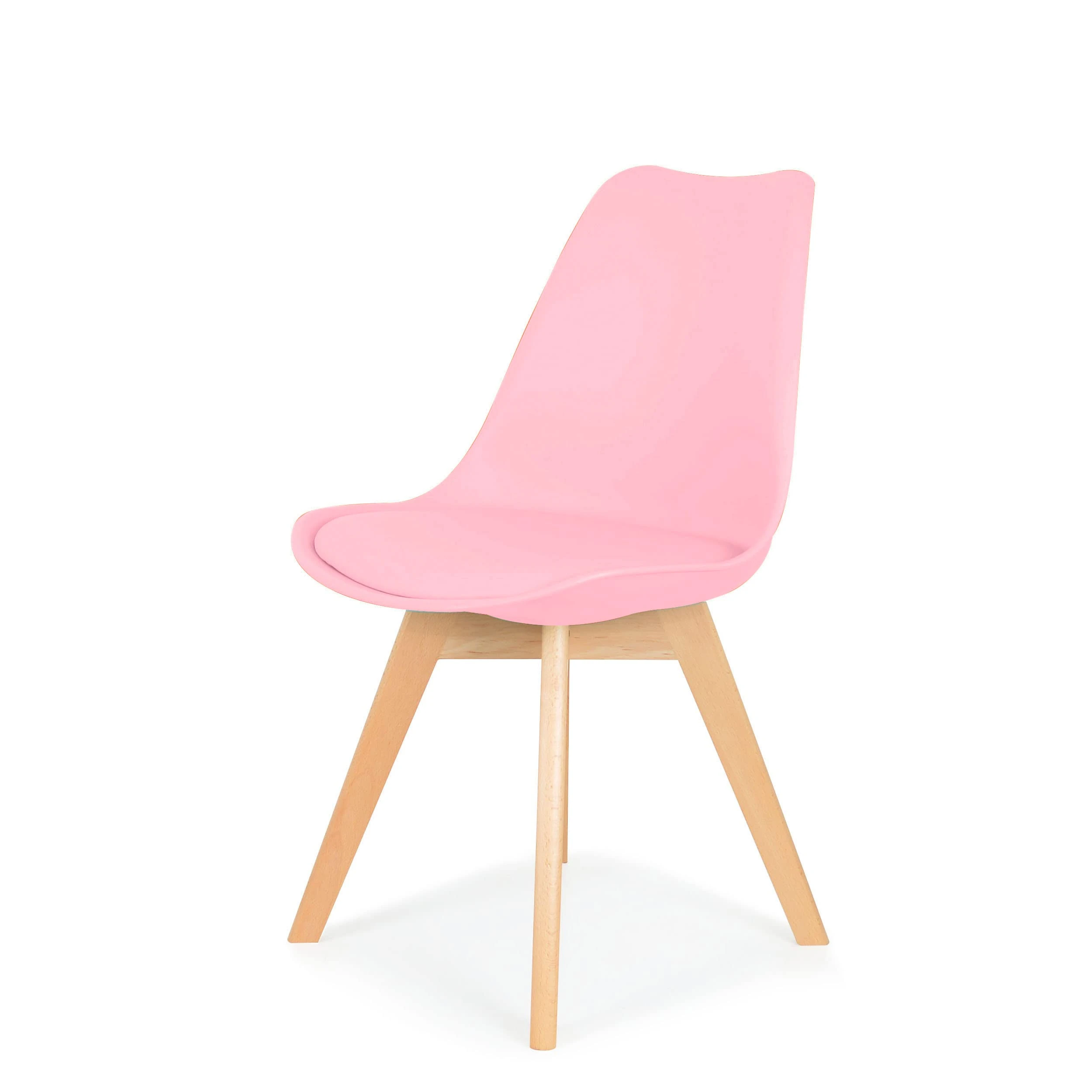 IHANA Dining Chair with Comfortable Pad Seat & Solid Beech Wooden Legs for Mid Century Modern Dining Room Living Room Bedroom Kitchen & Lounge (Pink)