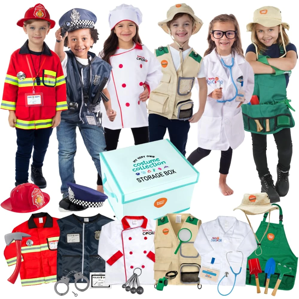 Born Toys Dress Up & Pretend Play Kids Costumes Set Ages 3-7, Washable Kids Dress Up Clothes for Play (6-in-1 set)