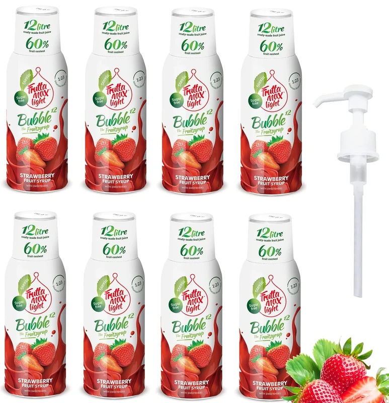 8 Pack - FruttaMax Sugar-Free Strawberry Syrup – 60% Real Fruit | Low-Calorie Drink Syrup for Soda Makers, Cocktails & Desserts – 8x500ml