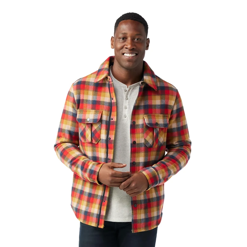 Smartwool Men's Anchor Line Shirt Jacket, RHYTHMIC RED PLAID, Medium - Image 1
