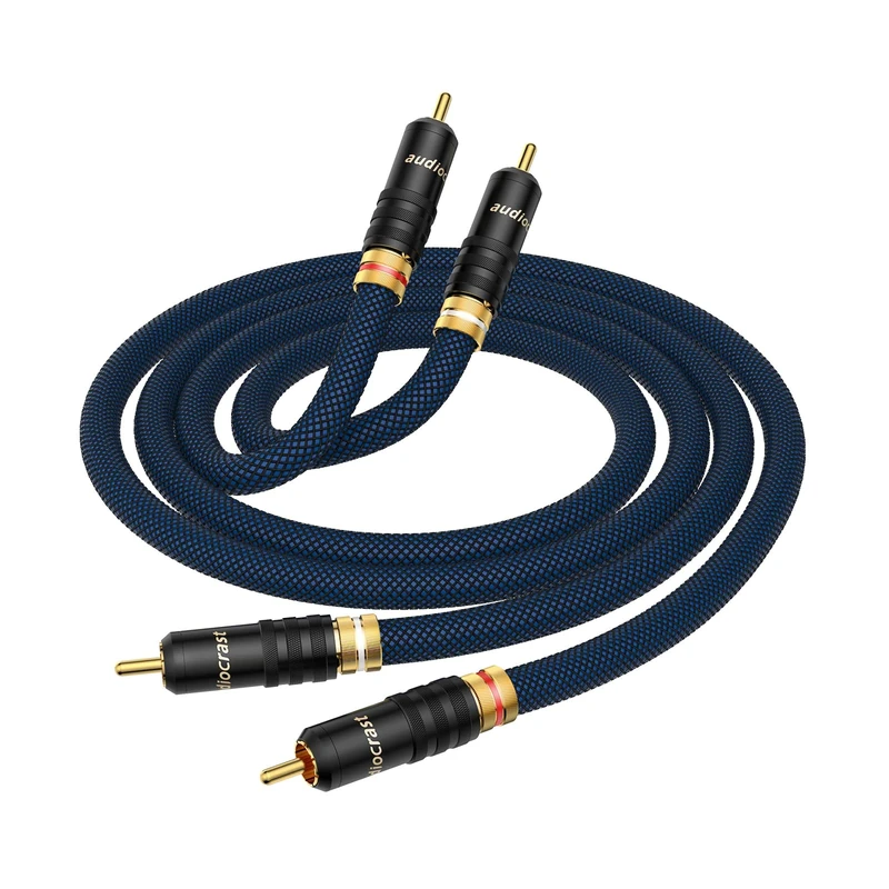 Tertullus High-End Audiophiles RCA Cables 1.5m OFC Copper Silver Plated Shielded 2RCA to 2 RCA Male Stereo Cable Subwoofer Audio Cable