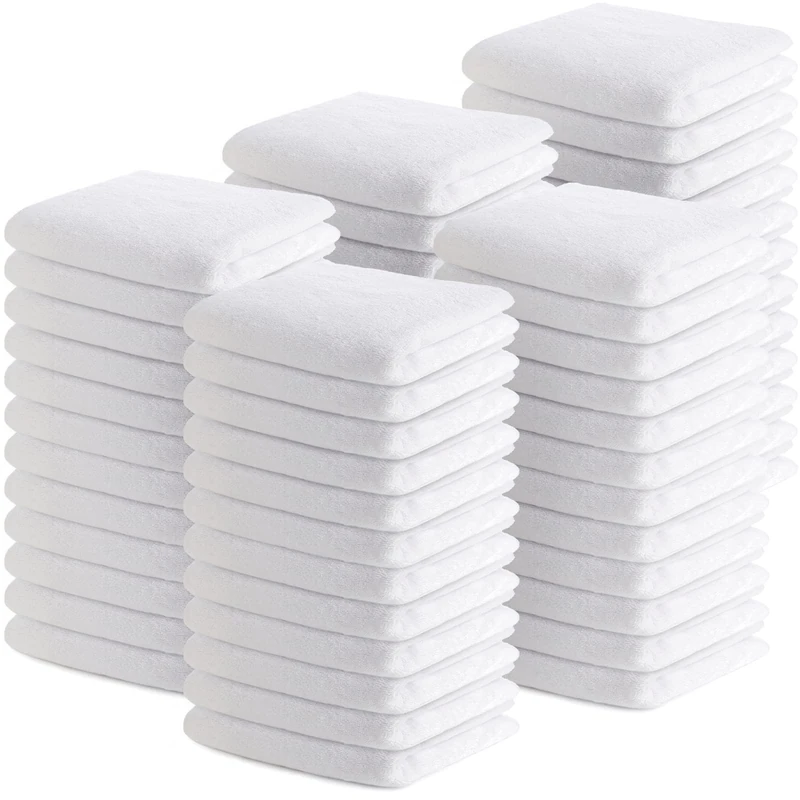 Buryeah 100 Pieces Wash Cloths Bulk Face Cloths Cotton Washcloths Set Hand Towels Absorbent for Bathroom Soft Cleaning Rags for Bath Body Spa Gym Kitchen Dish (12 x 12 Inches)