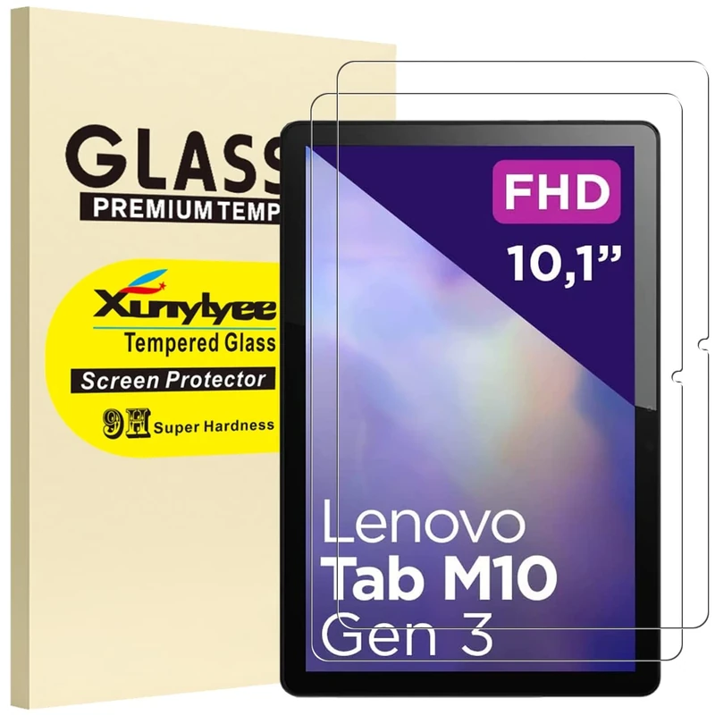XunyLyee 2 Pack, Screen Protector for Lenovo Tab M10 3rd Gen 10.1 Inch TB-328F Tempered Glass Film [235 * 154mm/ 9.25 * 6.06 inch]