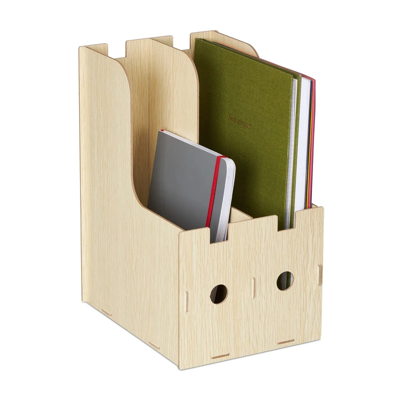 Relaxdays Filing Cabinet with 2 Compartments, DIN A4-C4 Format, DIY MDF Sturdy Organiser, HWD: 32 x 18.5 x 24 cm, Beige