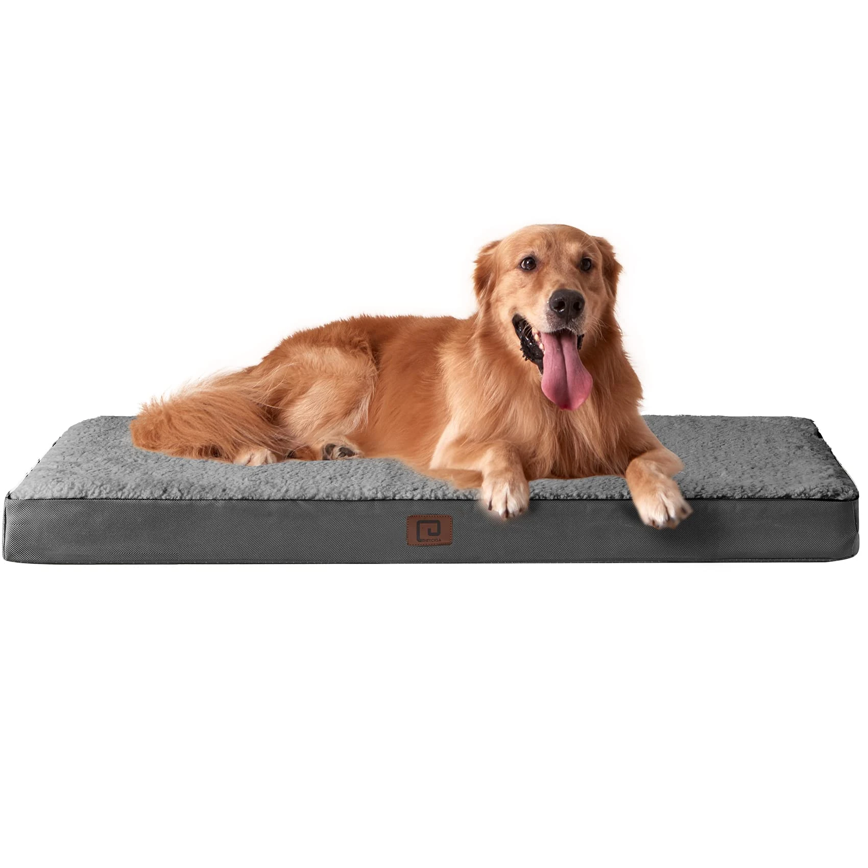 EHEYCIGA Orthopedic Dog Beds Large Mattress with Removable Washable Cover for Crate, Grey, 91x68x9cm